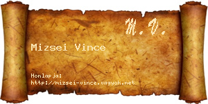 Mizsei Vince névjegykártya